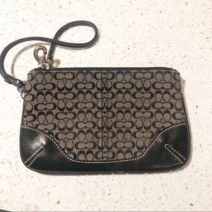 Coach Logo Black and Gray Wristlet